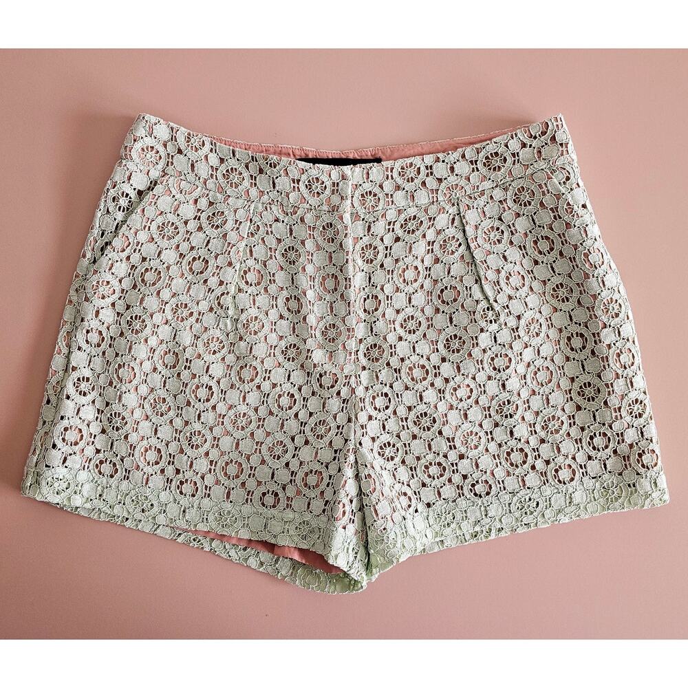 NWT Victoria Beckham for Target Cotton Blend Mint Lace Overlay Mini Shorts 4